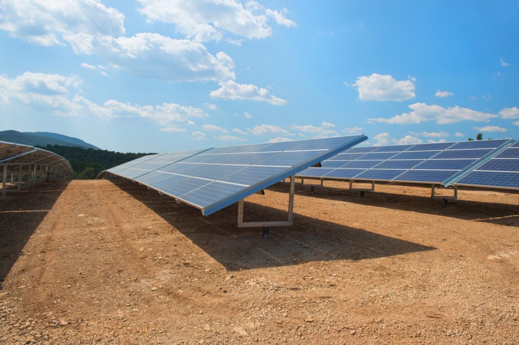 field of solar panels